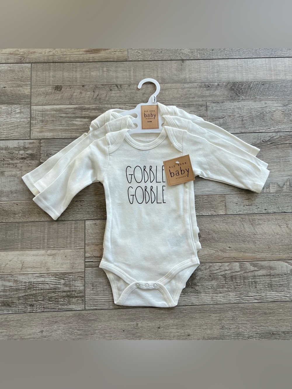 NWT Rae Dunn Thanksgiving Onesies 3-Pack Size 3/6 Months